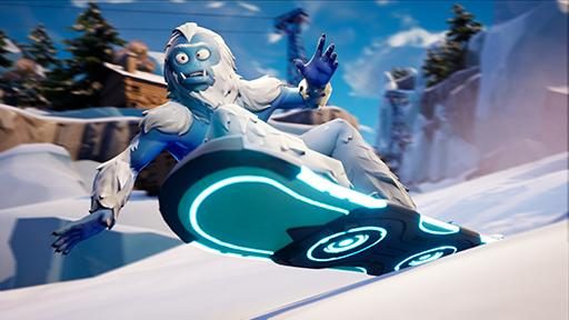 Freestyle Mountain gameplay screenshot — a Yeti character snowboarding down a mountain